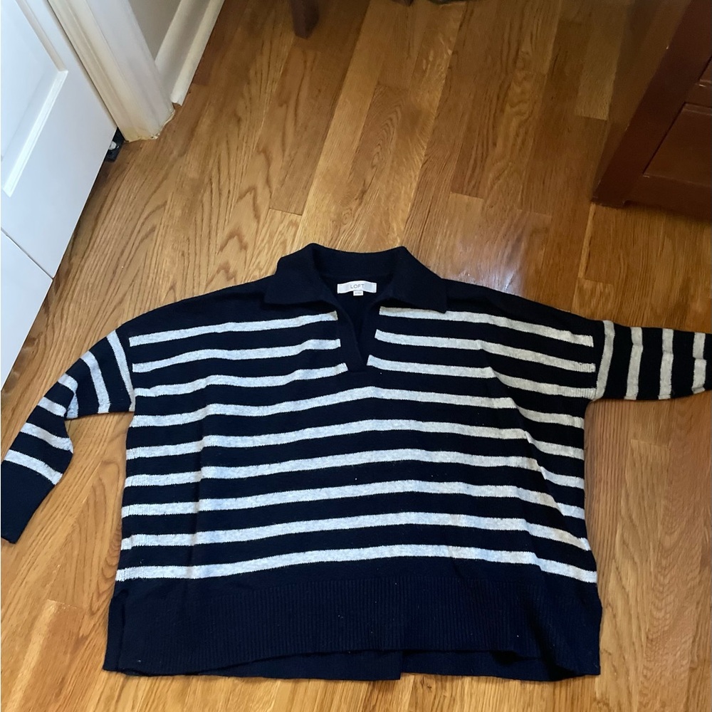 Striped Navy and White Women's Sweater